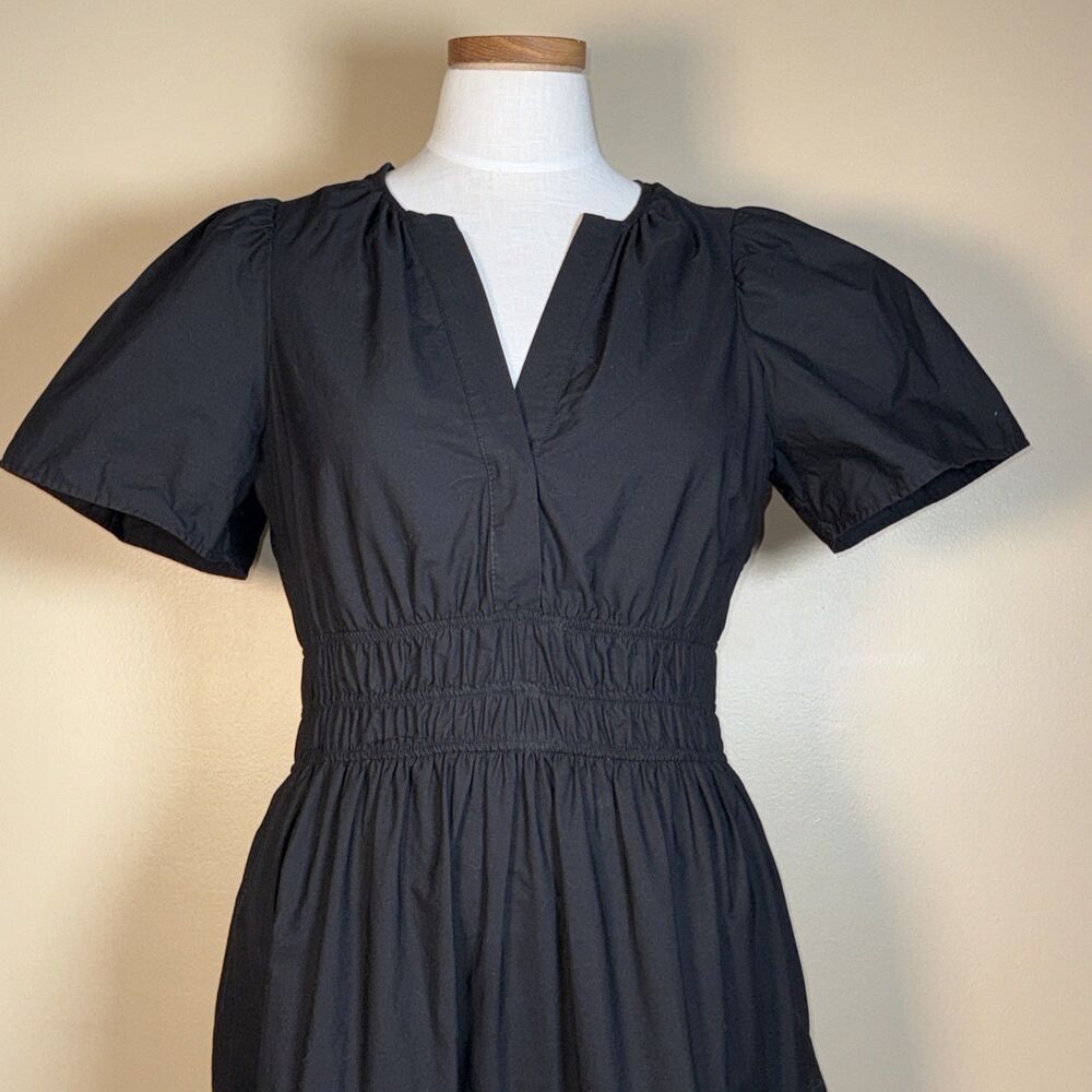 Anthropologie Somerset Tiered Maxi Dress Black Sz Medium Petite Short Sleeve - Picture 2 of 6